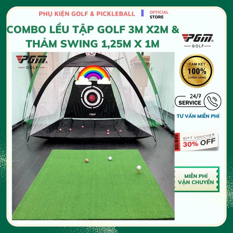  Combo Lồng Tập Golf 3m x2m  PGM  + Kết hợp thảm Swing   Tặng kèm 10 bóng golf xốp và 2 Tee cao su  . Lưới Swing Khung Lồng Lưới Swing Carbon Sport Nam Titan 