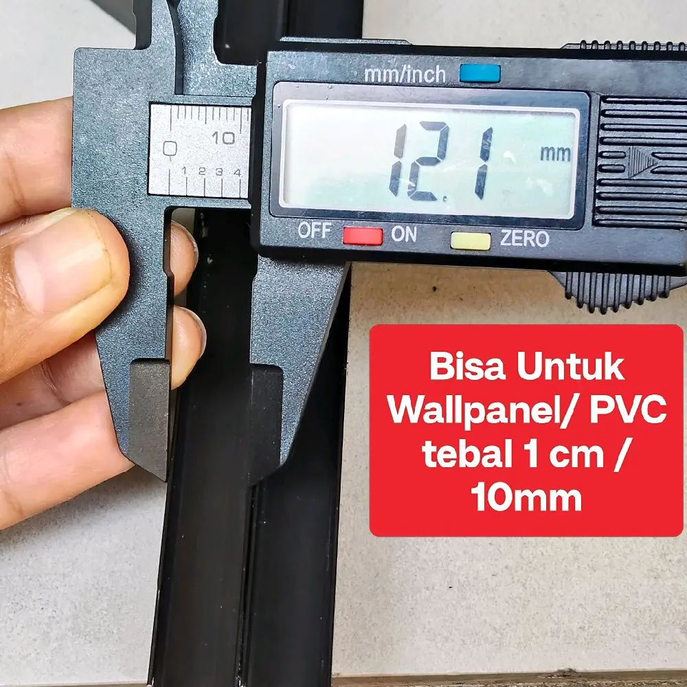 1,5 Meter - Rell ME Alumunium 2 Jalur Hitam  Khusus untuk WPC Tebal 1 cm / 10mm Bisa Untuk Wallpanel PVC HARAP BACA