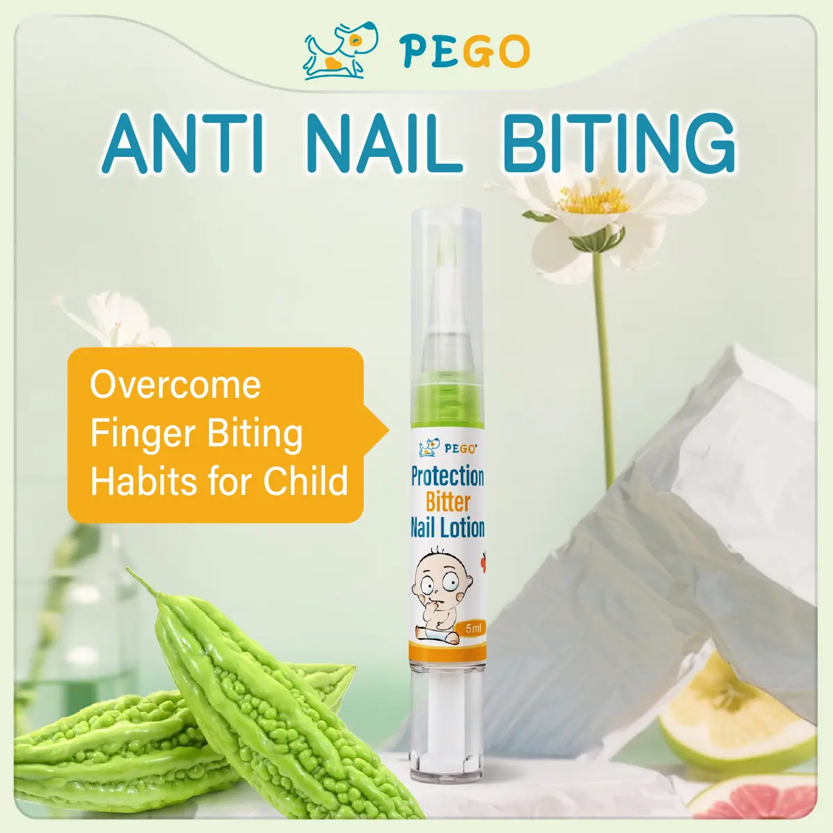 PEGO Nail biting for children, safely stop children from sucking their thumbs and biting their nails, stop putting fingers in mouth, sucking and biting nails