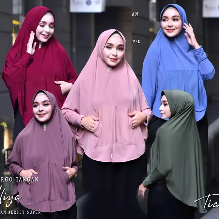 hijab Tangan Jumbo Aliya By Tyara Khimar bergo lengan Jersey Premium 3