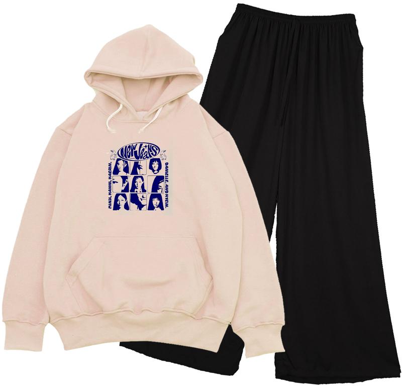 Setelan Sweater Hoodie Viral New Jeans Anak Remaja Perempuan 9-16Tahun Celana Kulot Fashion COD 3