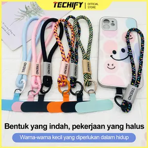 Tali Gantungan Ponsel Kepang Bergaya Inggris Mewah Tahan Guncangan Gelang Ponsel Wanita Universal untuk Kamera Kunci dan Tangan