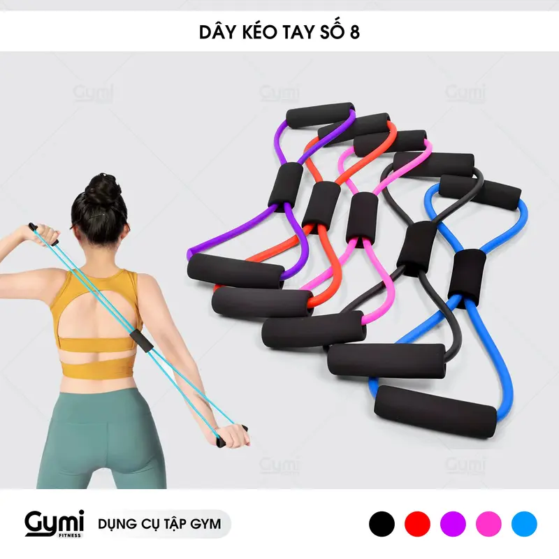 Dây Kéo Tập Gym, Dây Đàn Hồi, Dây Kháng Lực Tập Gym Tập Cơ Tay Hình Số 8 Tập Tay, Tập Vai, Tập Chân Dành Cho Nam Nữ 0
