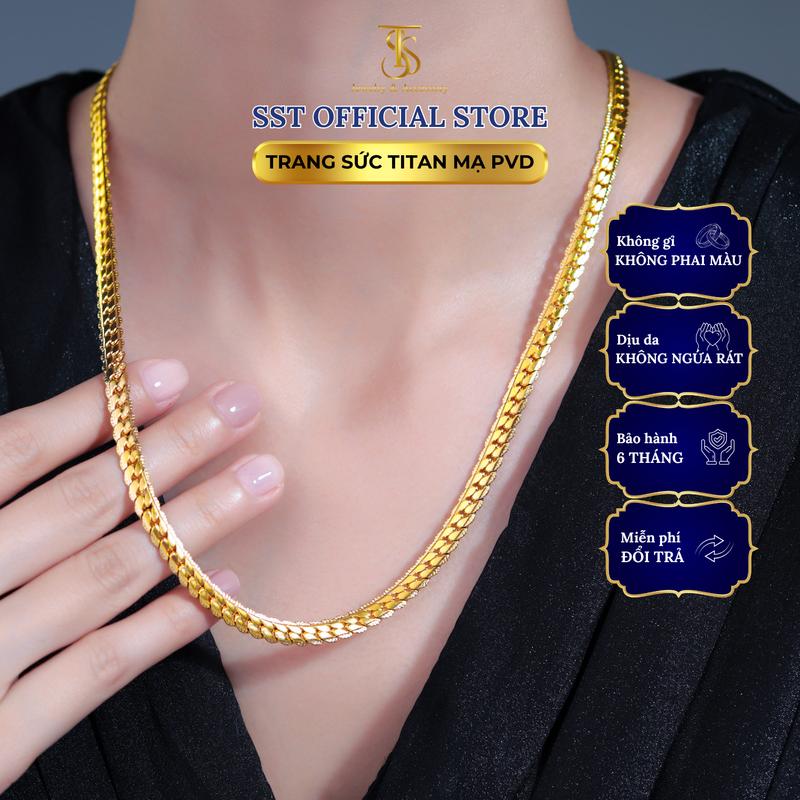Dây chuyền Titan SST Official Store Khoen lật bảng dày cá tính Không Đen Gỉ VC527