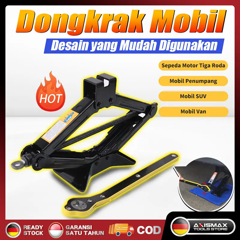 AXISMAX Dongkrak Jembatan Mobil Manual Scissor Jacks 1/1.5/2/3/4 TON  Ton Dongkrak Mobil Alat Dongkrak Gunting Dongkrak Pengangkat Tipe Tangan Untuk Perbaikan Ban Mobil