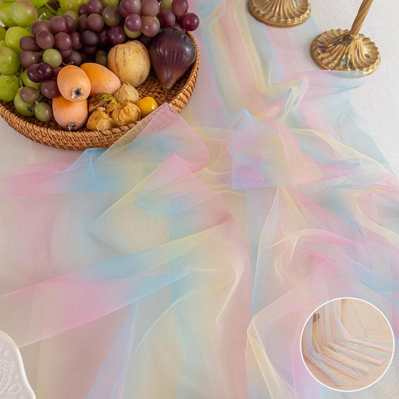 Product Introduction of Rainbow Color Gradient Tablecloth, Rectangular Tablecloth, Table Decoration Supplies for Home Kitchen Dining Room Wedding Birthday Party 7