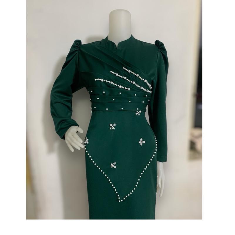 Afiya Dress Bridesmaid Muslimah-Gaun Modern Kekinian Dengan Mutiara Untuk Kondangan Dan Acara Resmi Wanita Gamis 1