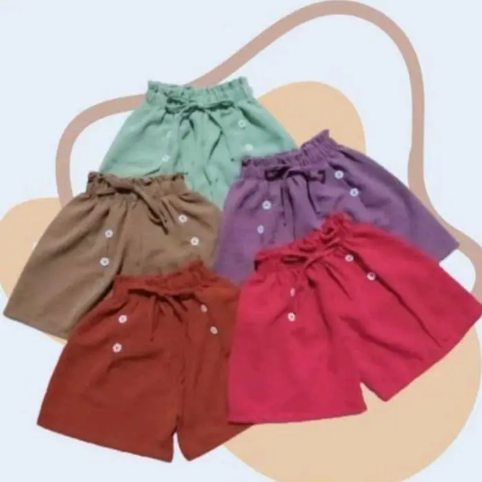HOT PAN ANAK ISI 5 PCS HOT PANT ANAK BAHAN CRINGKLE TERLARIS VARIASI TALI DAN KANCING DEPAN
