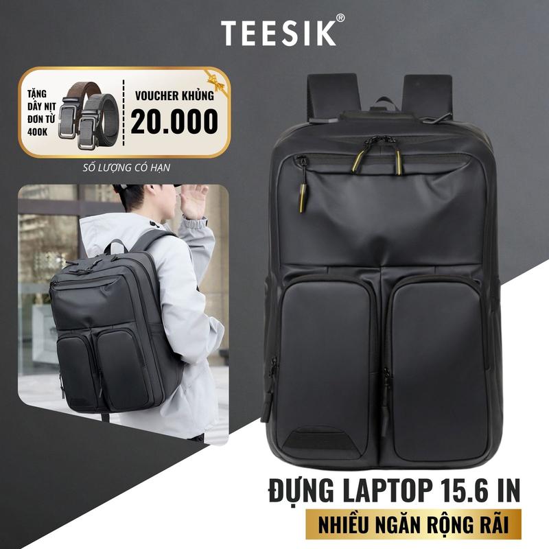 Balo nam TEE SIK Balo đi học chống nước đựng laptop 15.6 In khóa số rộng rãi màu đen BL15