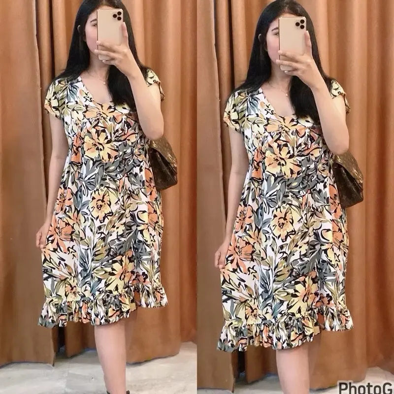 Daster Sultan CH-115 Dress Kekinian Bahan Rayon Premium Pendek Selutut - Viscose, Busui