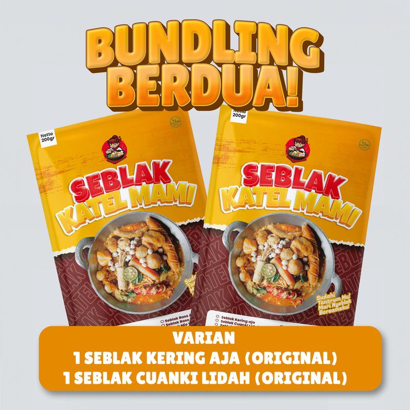 BUNDLING BERDUA Dapat 2 Seblak Kemasan - Paket 1 Kering Aja Bumbu Original dan 1 Seblak Cuanki Lidah Original Seblak Katel Mami 0