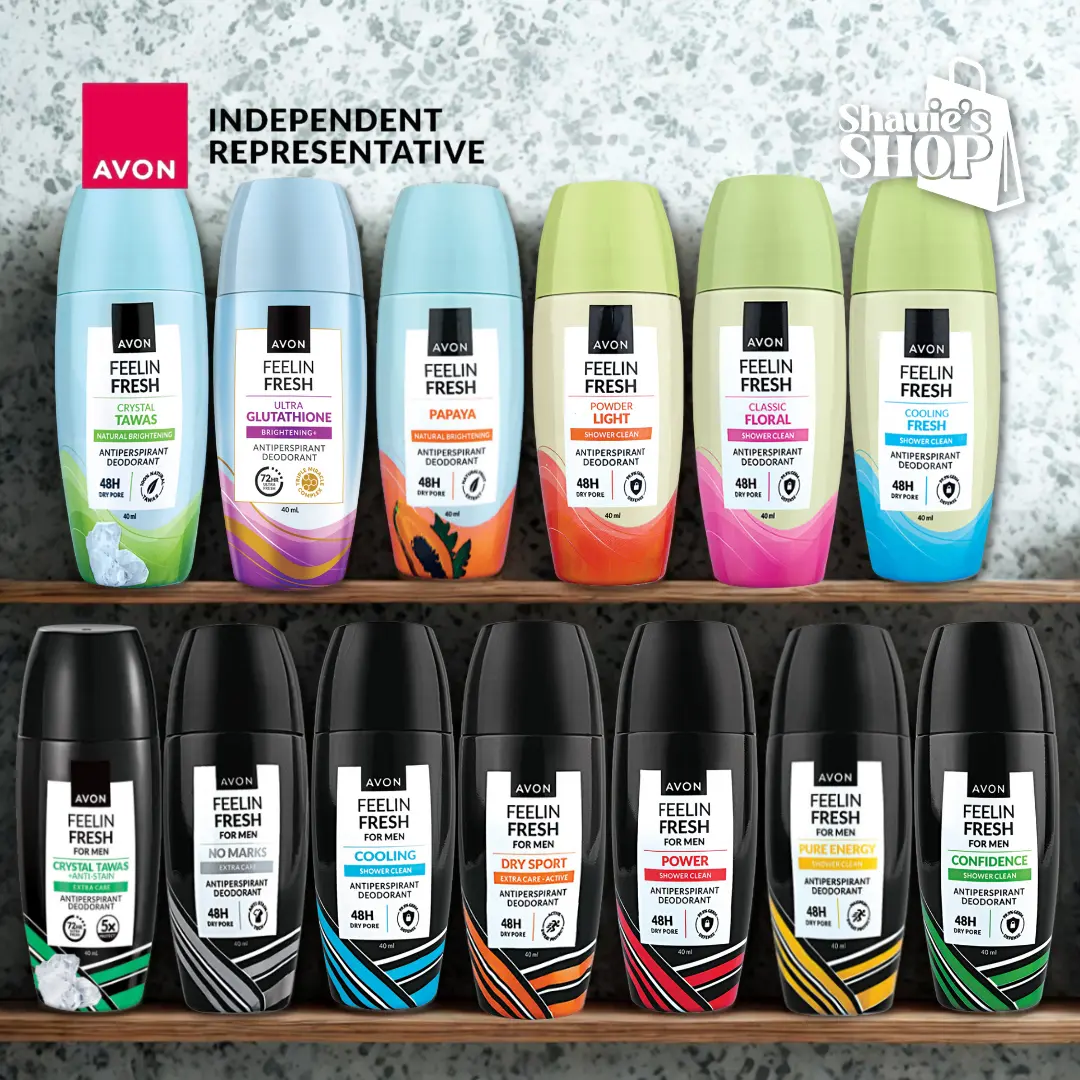 AVON Feelin' Fresh Anti-Perspirant Roll-On Deodorant for Men & Women Crystal Tawas, Ultra Glutathione, AVON Feelin' Fresh Anti-Perspirant Roll-On Deodorant for Men & Women Crystal Tawas, Ultra Glutathione,