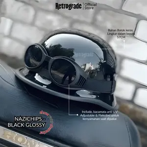 HELM RETRO VESPA NAZICHIPS GLOSSY KACAMATA HELM CLUB VESPA KLASIK Motorcycle