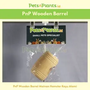 PnP Mainan Gigitan Hamster - Wooden Barrel Natural Wood 8 x 6 CM
