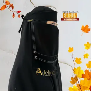 Niqob BARLIN | Matt Sifon Silky dan Jettblack | Niqob Niqab Bandana Tutup Cadar Adelina Hijab Terbaru