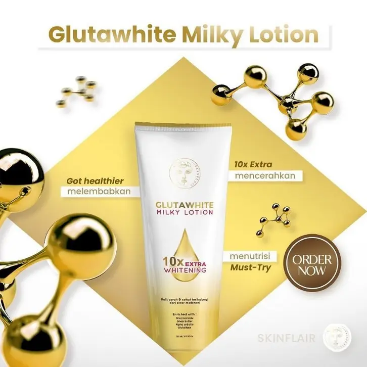 SKINFLAIR GLUTA WHITE MILKY BODY LOTION 150 ml BPOM - Mencerahkan dan Meratakan Kulit Belang - Tubuh