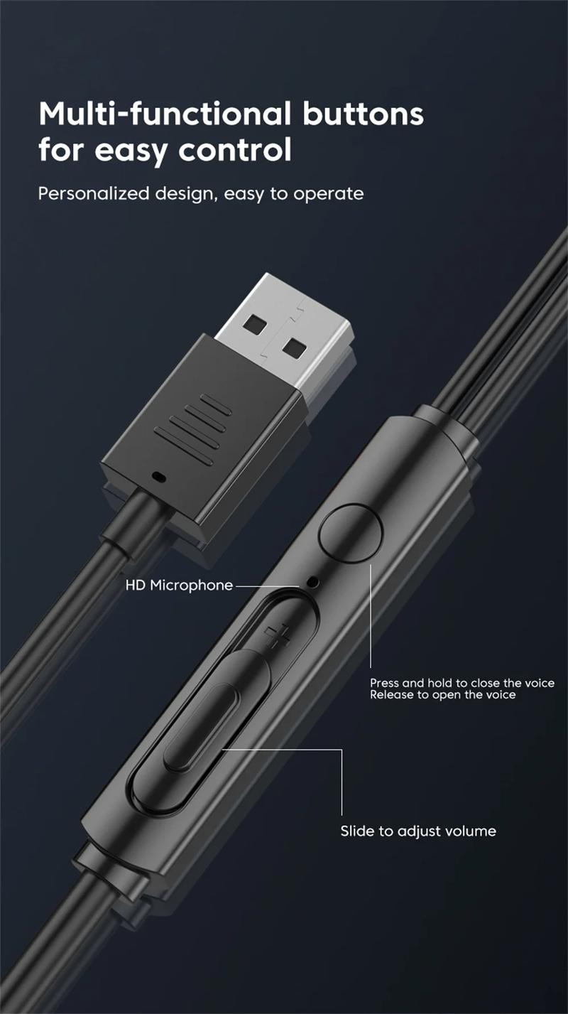 Product Introduction of Tai Nghe Có Dây USB, Dài 3M, Tai Nghe Trong Tai, Có Mic, Cáp USB-A, Tai Nghe Rảnh Tay Tai Nghe Chơi Game, Thích Hợp Cho Máy Tính Để Bàn, Máy Tính Xách Tay Và PC 27