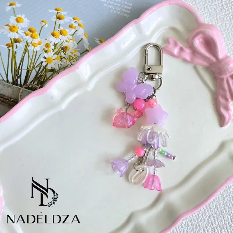 Nadeldza Jellyfish Bagcharm Bunga Aesthetic Glow in the dark Luna Series/ Gantungan Tas HP Ubur-ubur Bunga Aesthetic 7