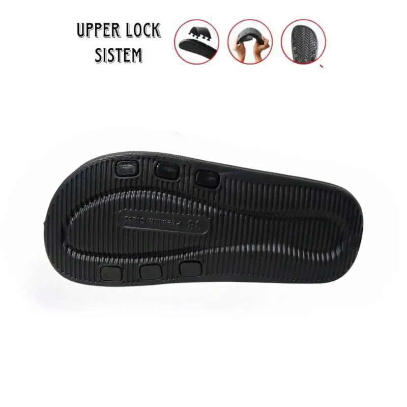 Dava Sandal Slip-on Dava Premium Class Unisex Full Black - Pria, Shoes Karet 2