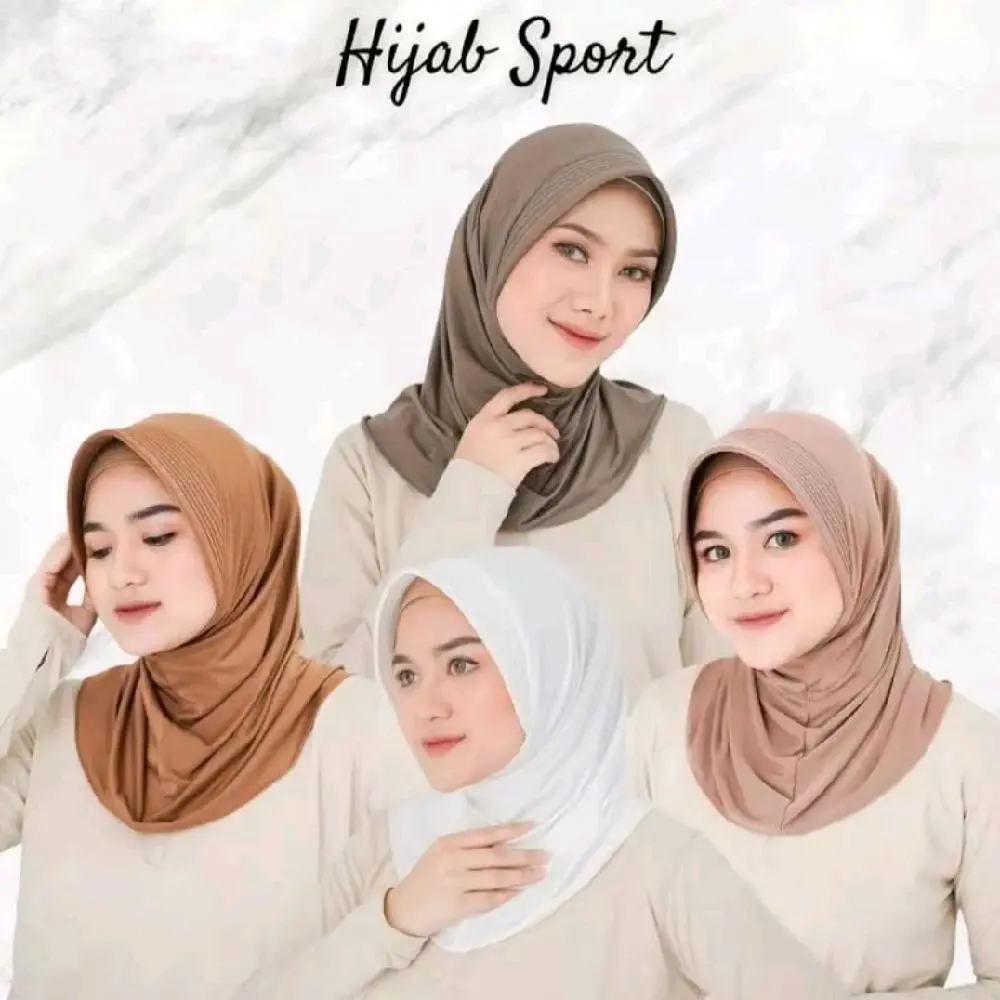 Hijab Sport / Hijan Sporty Pendek / Bergo Instan Spandek Premium Slim Ped Kerudung Wanita Untuk Anak Sekolah Bisa