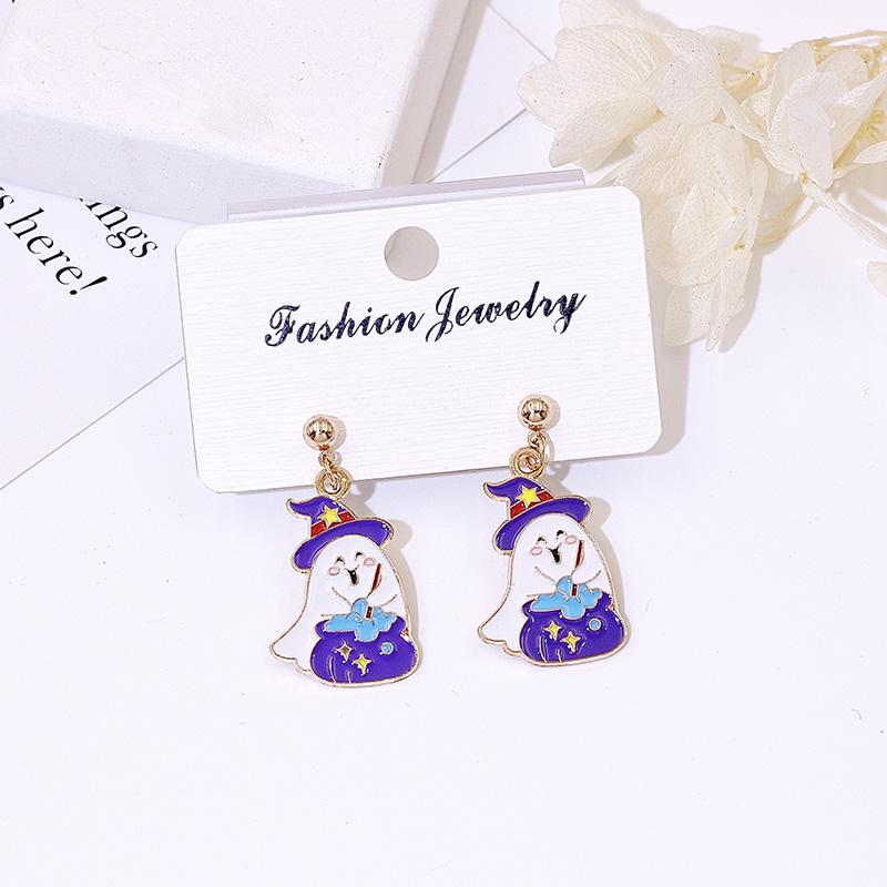 Product Introduction of 925 Silver Needle Halloween Earrings for Women Students Ghost Pumpkin Witch Pendants Drop Ear Jewelry 28