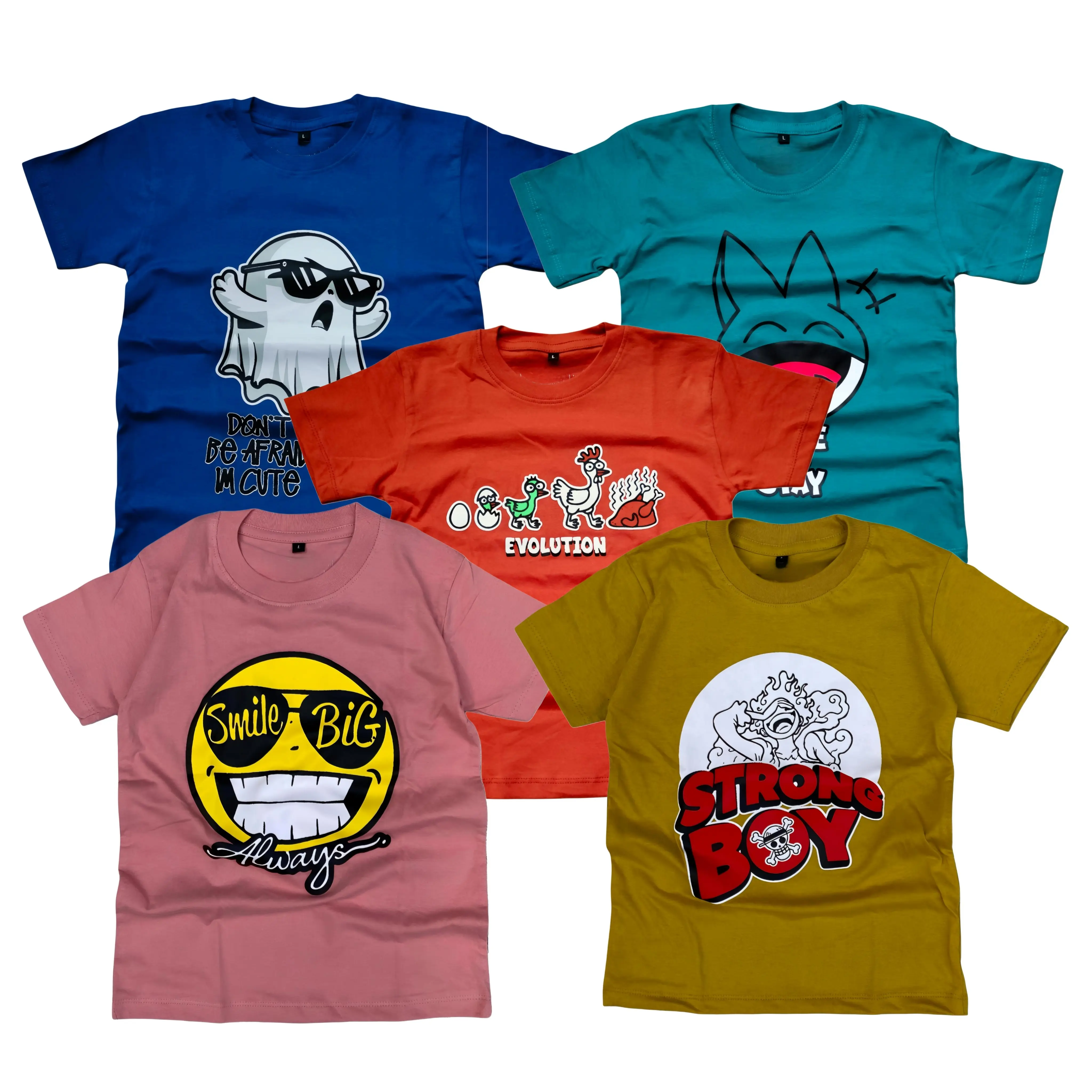 Paket Hemat 5Pcs Kaos Distro Anak Laki-Laki Cotton 30s Katun Fashion Perempuan ShazmiKidsWear