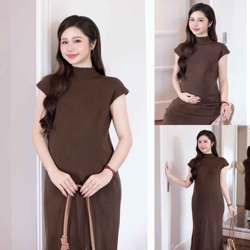  Váy len tay hến chất lông thỏ mềm mịn co giãn tốt form suông basic cho mẹ mang bầu và mang thường sau sinh. 