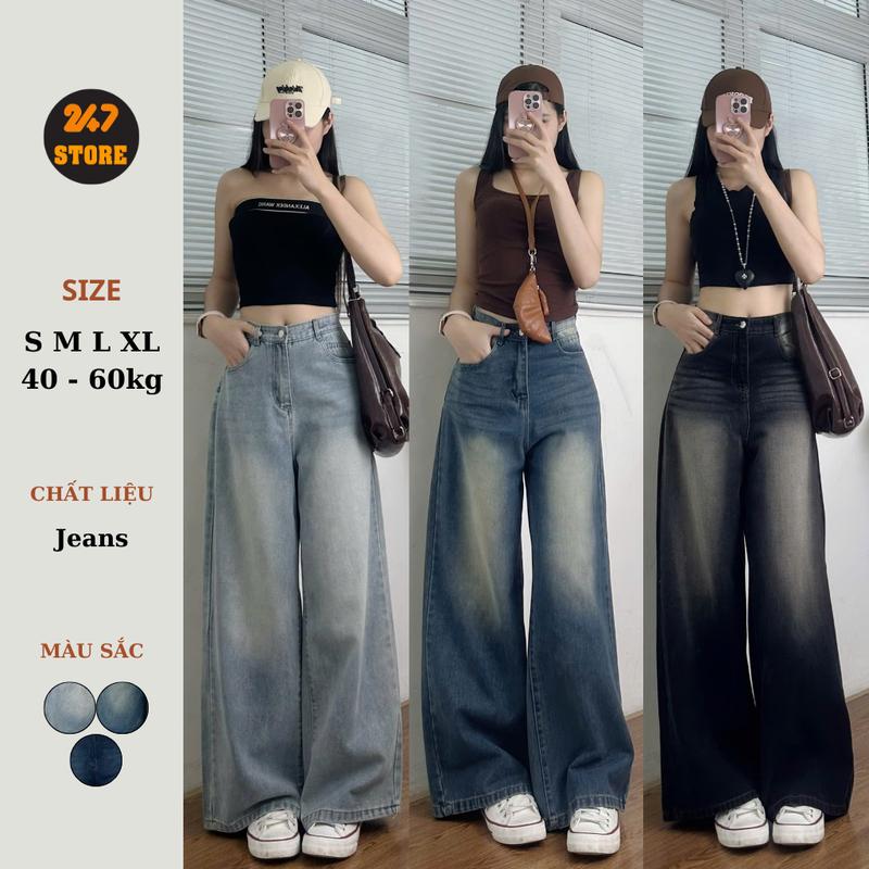  Quần Jeans Ống Suông 247Store nhiều màu tôn dáng form unisex nam nữ đi học đi làm 