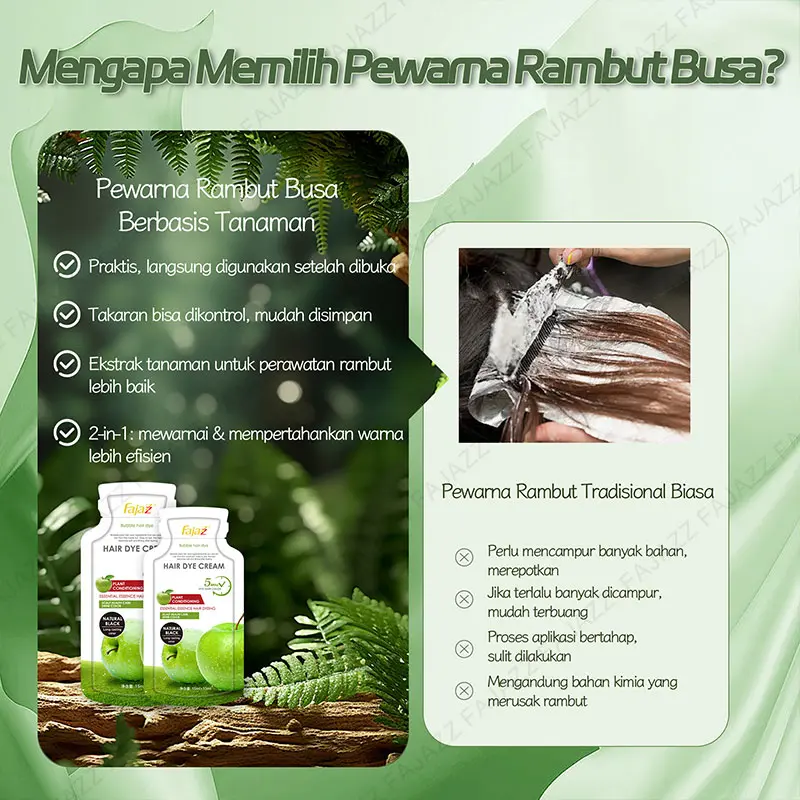 【Fajazz】Prome【COD】*Toko kami peringkat pertama！Cat Rambut Herbal – Pewarna Hitam Alami, Tanpa Bau, TikTok Lagi Ramai!Cat Rambut Bubble TikTok，Semir Dark Brown，Cat Rambut Kopi，Pewarna rambut hitam, 15 menit langsung jadi! 4