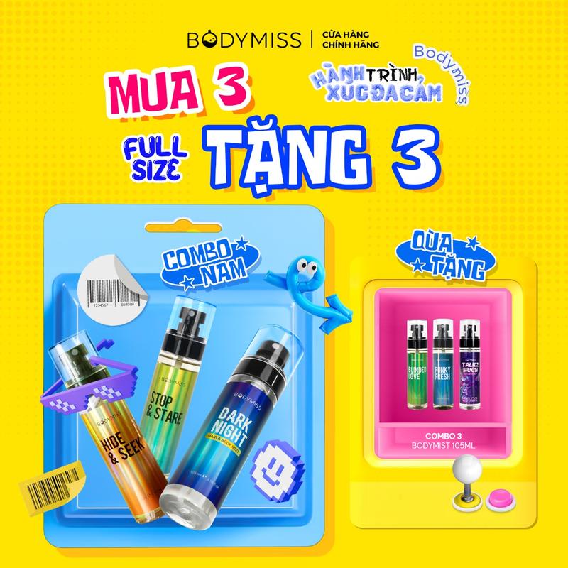 [DEAL LIVE - COMBO NAM] Body mist Lưu Hương Lâu Chính Hãng Cho Nam Nữ Unisex, Bodymist Thơm Lâu Body Cho Học Sinh Sinh Viên Chai Lớn & Nhỏ - BODYMISS Perfume Cosmetic Nước Hoa Xịt Thơm (s)