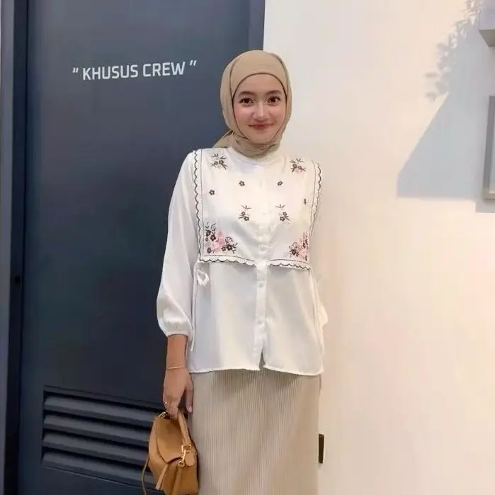 VAV - NARIKA BLOUSE TALI COMBI MOTIF BUNGA / ATASAN BLOUSE WANITA -PN 0