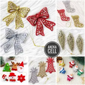 Aksesoris Hiasan Gantungan Pohon Natal Ornamen Bintang Rusa Salju Bunga Kupu-Kupu