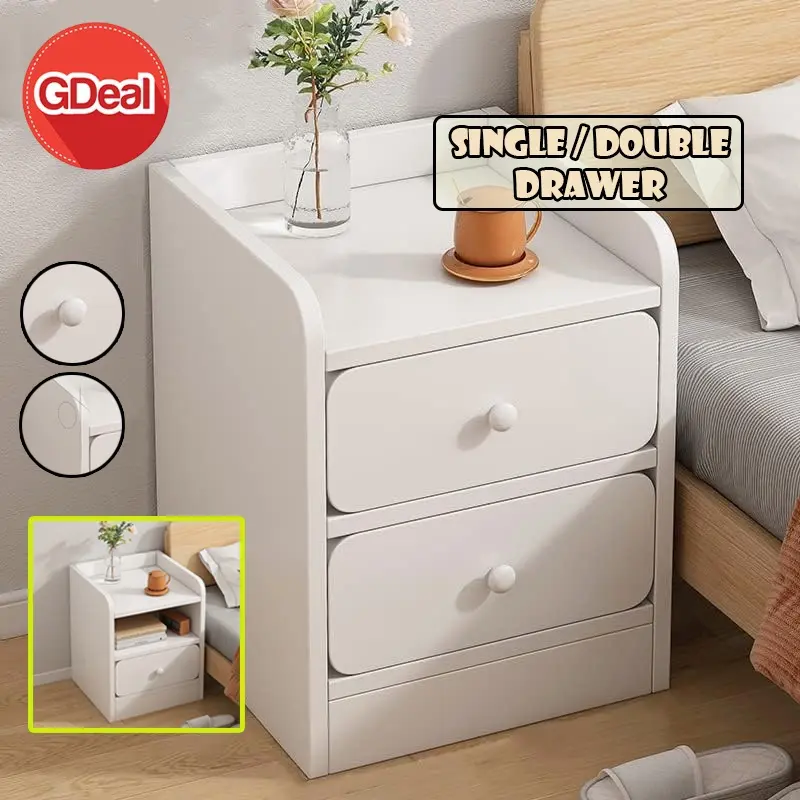 GDeal 40cm Single / Double Drawer Minimalist Bedside Table Mini ...
