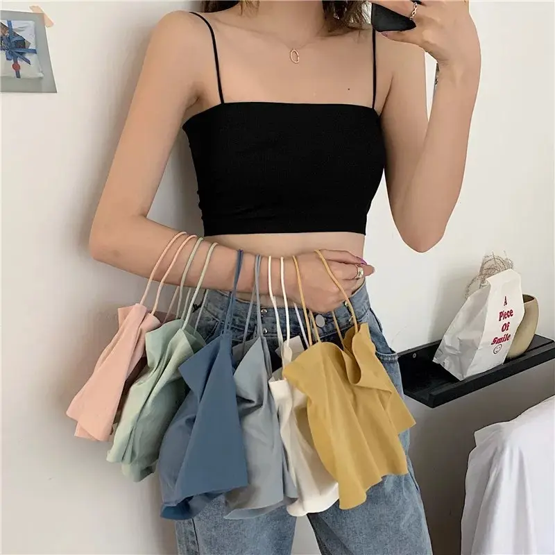 Elmoragallery BR734 Bra Bh Wanita Dewasa Model Seamless Bahan Ice Silk Fashion Korea Cantik Kemben Crop Top Tank Atasan Busa Basic Cewek Simple 5