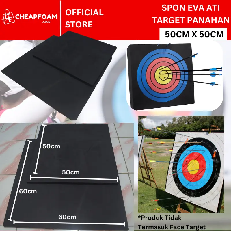 Spon Ati Eva Target Panahan 50cmx50cm bantalan Target Panahan Busa Archery Tebal 2cm