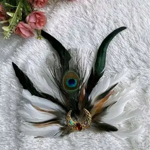 Aksesoris Pentas/Bros Bulu/Aksesoris Pramuka/Bandana Bulu Black Peacock