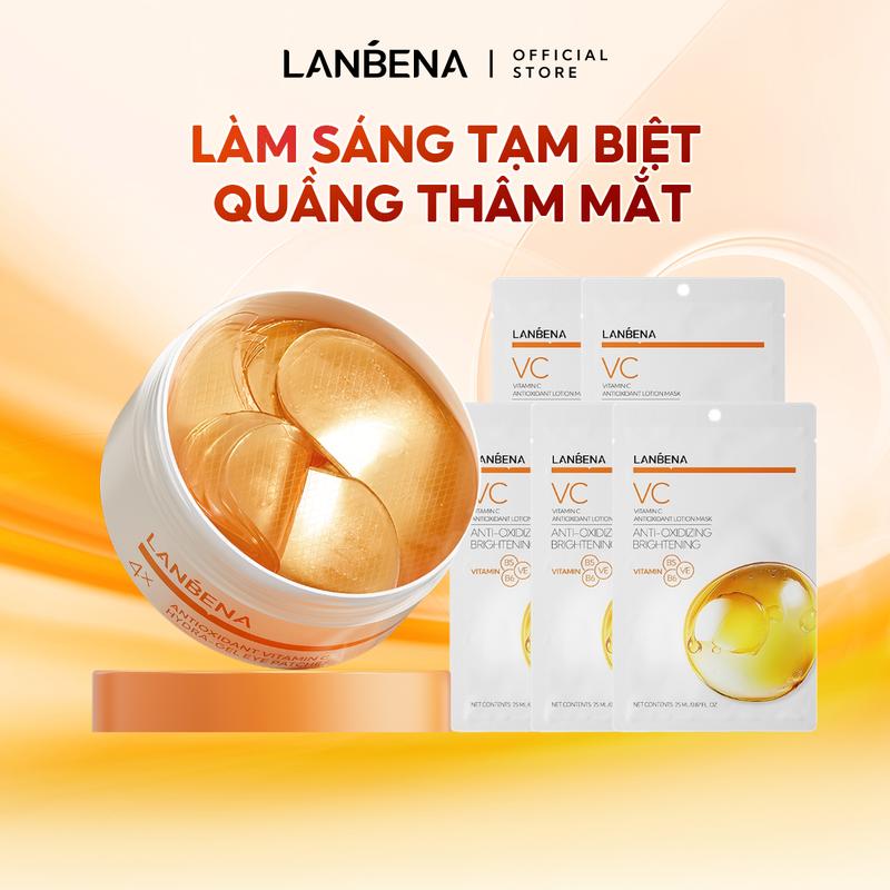 【LIVE Mặt Nạ Mắt Vitamin C 4X Mặt Nạ Mặt Vitamin C LANBENA Hỗ Trợ Dưỡng Sáng Mờ Quầng Thâm