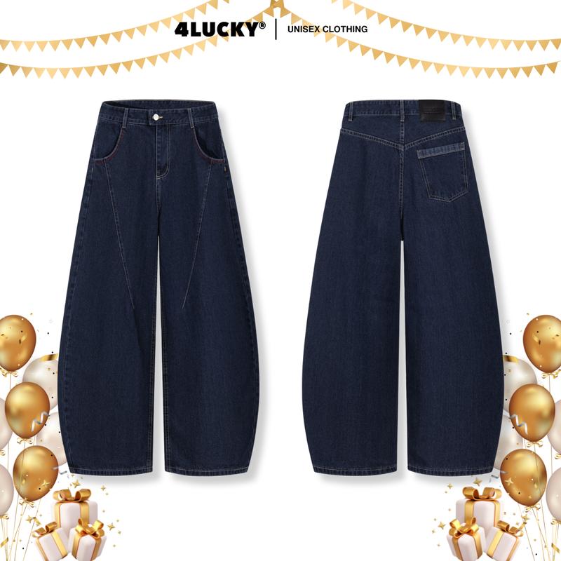  Quần Jean Form Rộng Ống Vòm Unisex 4Lucky 6230 Quần Ống Rộng Nam Nữ Che Khuyết Điểm Local Brand 