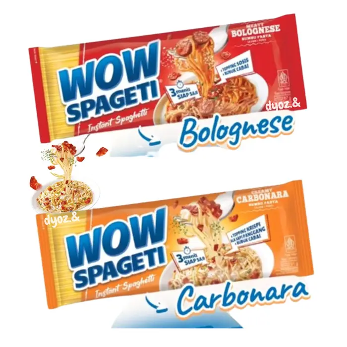 Wow Spageti Instan Spaghetti 88gr Creamy Carbonara Meaty Bolognese Pasta Mie Instan Halal 1
