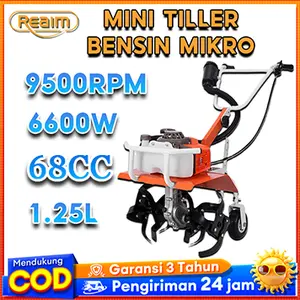 Reaim 68CC Mini Tiller Bensin Mikro Alat PengolahTanah Kecil untuk Pembukaan Parit BensinPertanian Mesin pengolah tanah mikro,pembajakan, pembalikan tanah dan pengolahtanah putar, reklamasi lahan terlantar bensinmultifungsi