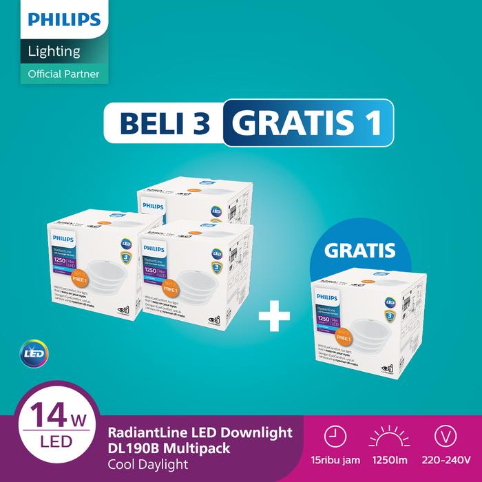 Gambar Beli 3 Gratis 1 Lampu Philips Radiantline Multipack Downlight DL190B D150 14W 65K Putih dari Philips lighting Surabaya Kota Administrasi Jakarta Timur Tokopedia