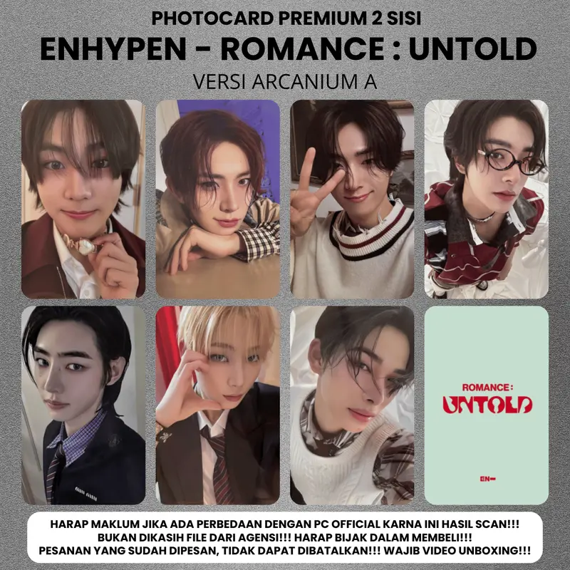 (ISI 7 PCS) Photocard ENHYPEN ROMANCE UNTOLD XO - PC 2 SISI KPOP Premium fotocard Merch Unofficial Enha Engene RU 5