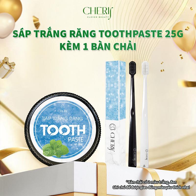 CD07 Kem trắng răng thảo dược dạng sáp Tooth Paste 25gr + Bàn chải lông tơ cao cấp cho nữ