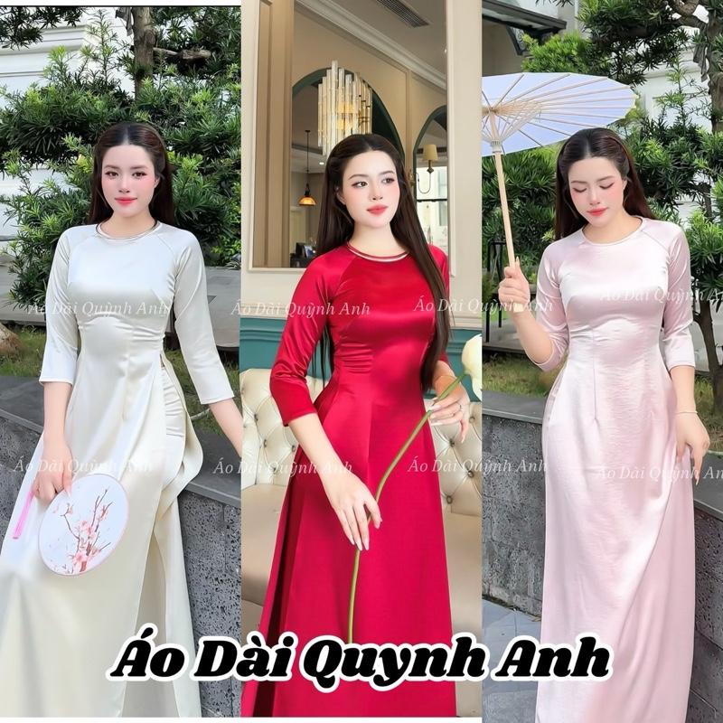 Áo Dài Truyền Thống Cổ Kiềng Chất Liệu Lụa Ý Tráng Gương Siêu Dày Dặn Ôm From Mặc Dự Tiệc Lễ Cưới Đám Hỏi....