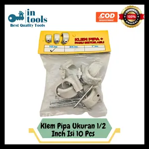 In Tools Klem Pipa PVC + Paku Beton Ukuran 1/2", 3/4", 1" Isi 10 Pcs Kualitas Terbaik untuk Proyek Anda