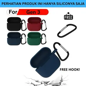 SILICON CASE TWS PODS GEN 3 FREE HOOK GANTUNGAN UNIVERSAL (HANYA SILICON SAJA)