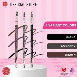 Red-A Eye Brow Pencil with Spoolie & Sharpener - WATERPROOF, BLENDABLE, MULTIUSE (Tersedia 3 Varian Warna)