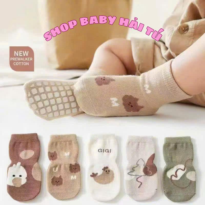  Combo 5-10 Đôi Tất Vớ Chống Trơn Trượt Hình Thú Ngẫu Nhiên Cho Bé Trai Và Bé Gái Sơ Sinh Từ 0-3 Tuổi Chất Liệu Len Mềm Mại Tiện Lợi  Cho Chăm Sóc Hàng Ngày tất chân trẻ em 