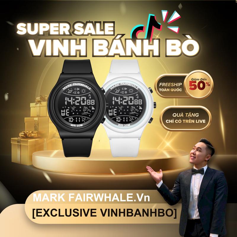   EXCLUSIVE VINHBANHBO Đồng Hồ Điện Tử Mark Fairwhale Thời Trang Phong Cách Thể Thao Thiết Kế Đơn Giản Đa Năng Dạ Quang Chống Thấm Nước Hình Tròn Thông Dụng 4440 Đeo Tay Watch 