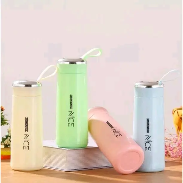 Botol Minum kaca Motif Nice 400ml Botol Tumbler kaca tanpa kemas Plastik Wadah Minuman Kitchenware Bottles Water Multicoloured crystal 2